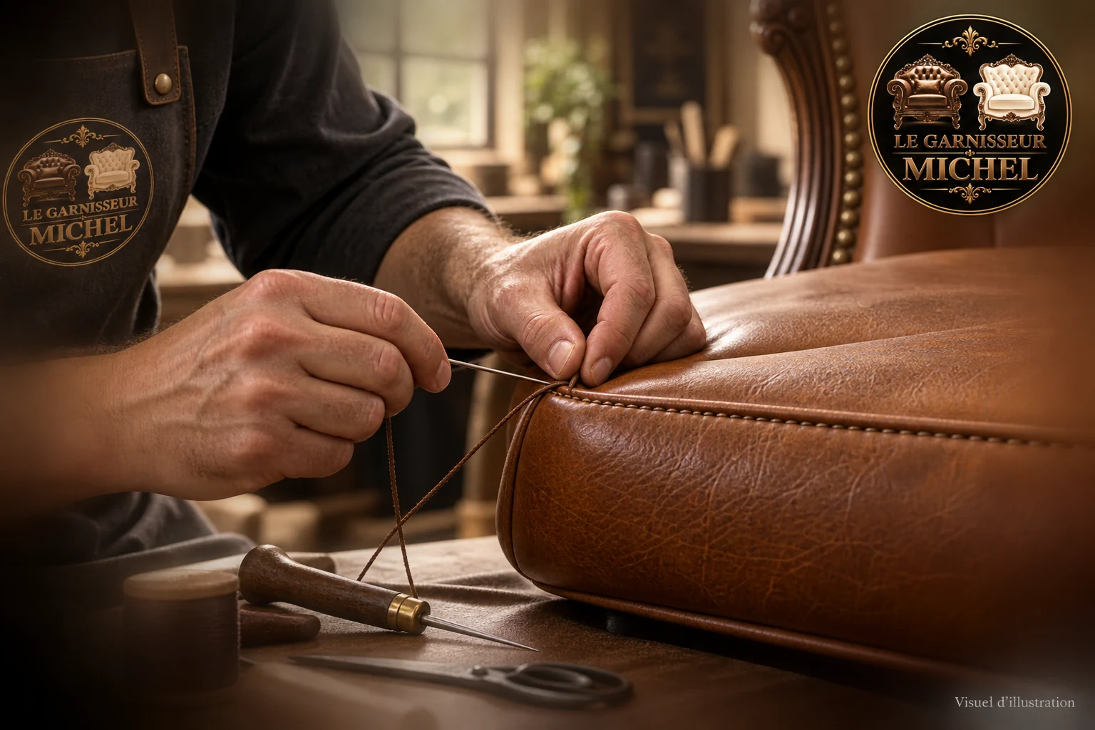 Couture à la main et finitions du cuir