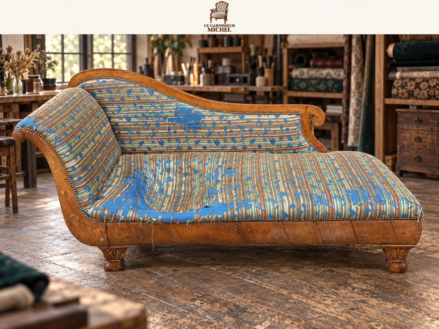 Méridienne à motifs multicolores