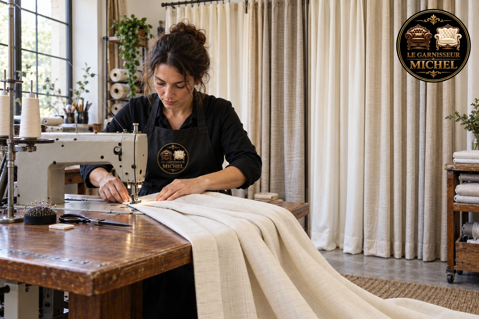 Confection et couture d’un rideau en lin